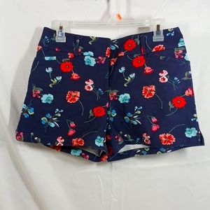 Navy blue shorts with flowers by Ann Taylor Loft